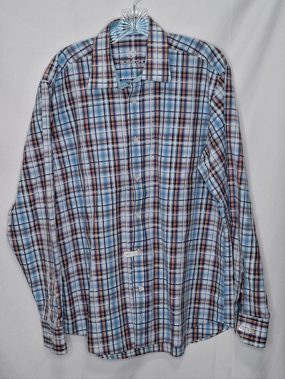 Bugatchi Plaid Shirt Classic Fit Mens Size Large